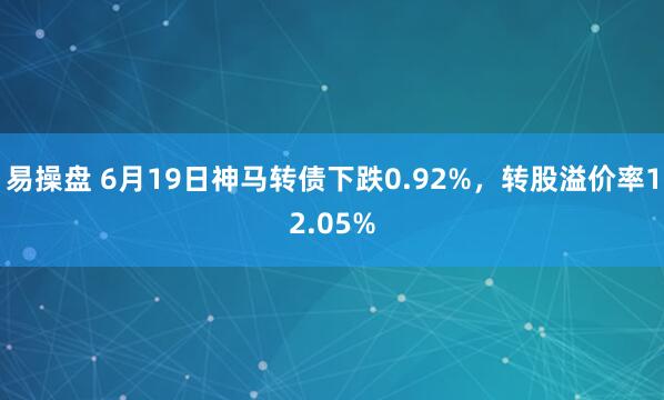 易操盘 6月19日神马转债下跌0.92%，转股溢价率12.05%